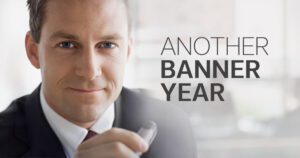 “Another banner year” text next to a man’s headshot