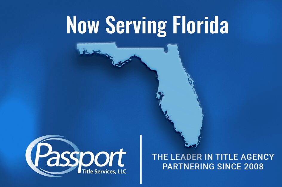 White text with the map of Florida and Passport Title Services LLC logo
