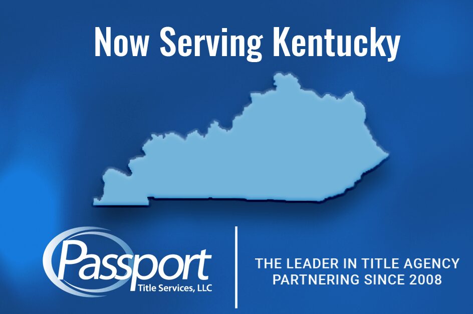 White text with the map of Kentucky and Passport Title Services LLC logo