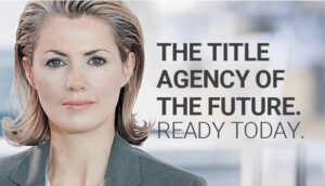 Text about a title agency next to a headshot of a woman